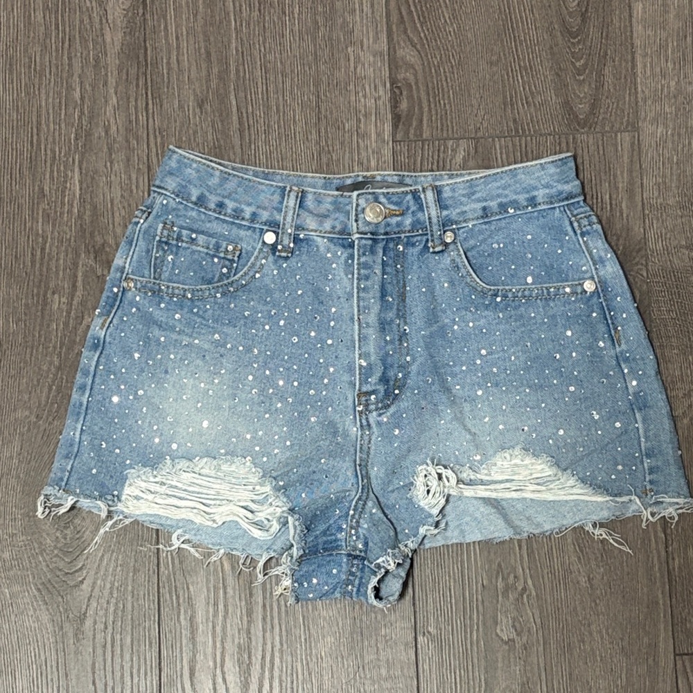 Studded Denim Shorts